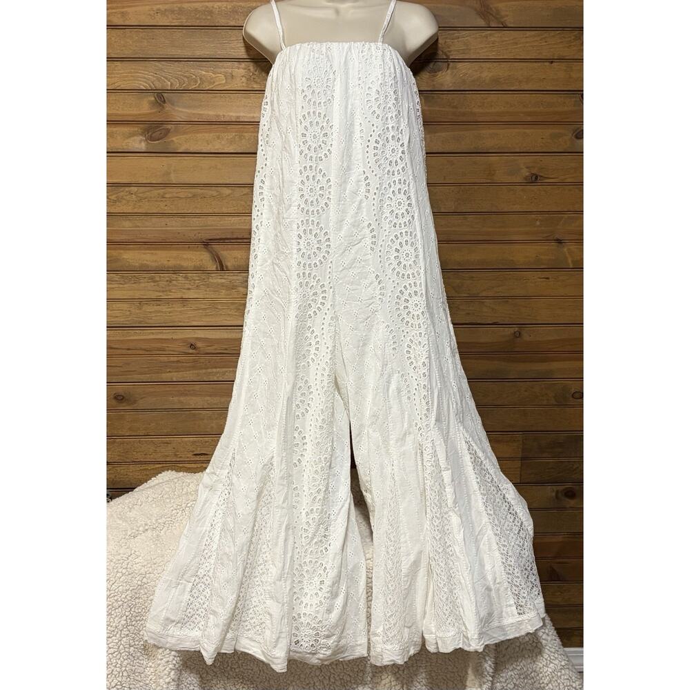 Free People Midnight Cruiser One-Piece Jumpsuit White Eyelets Lined Size XS - Picture 2 of 16